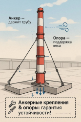 Анкерные крепления и опоры дымовых труб: зачем нужны и как устанавливаются